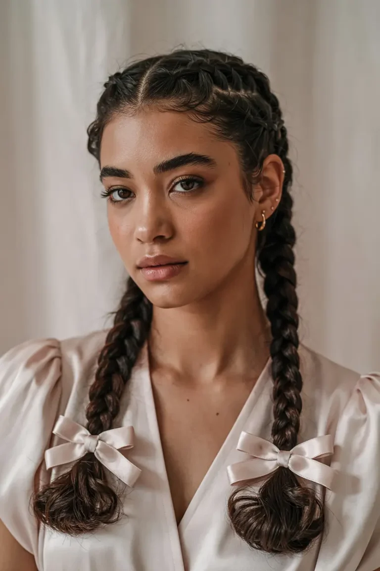 25 Adorable Braided Pigtails with Bows for Any Occasion
