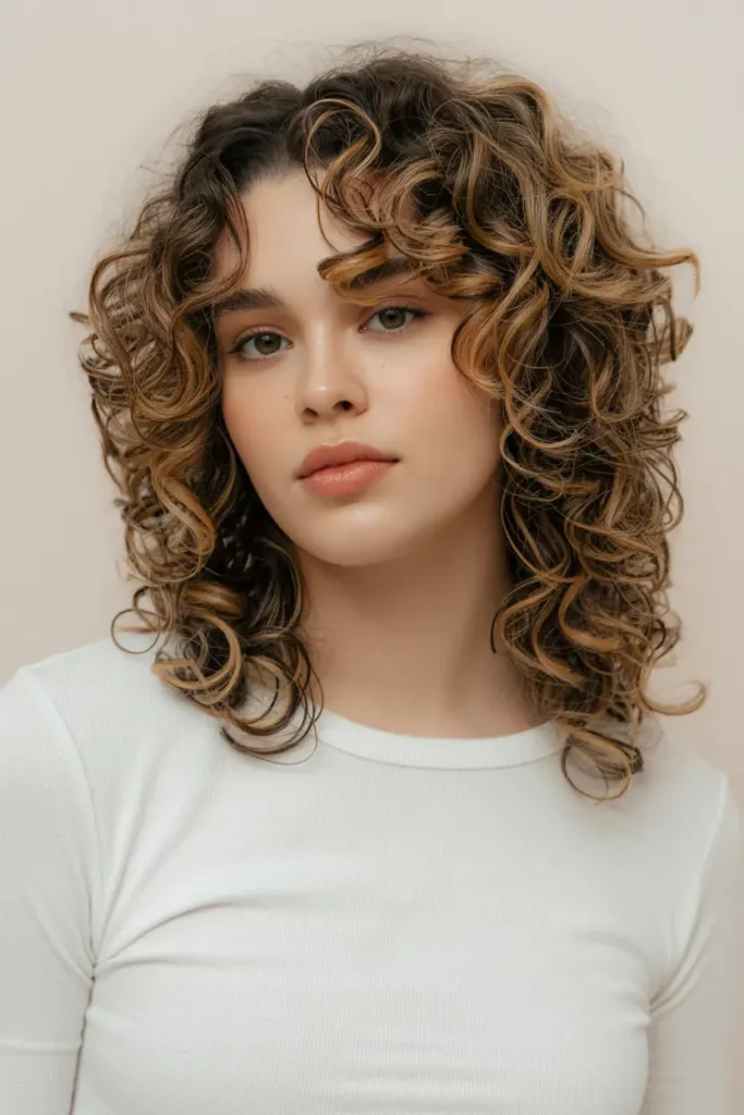 12. Tight Curls with 90s Blowout Hair