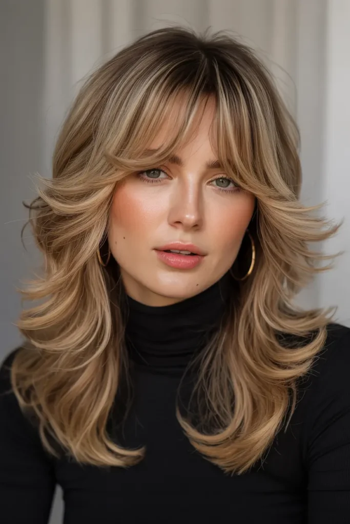 13. Shaggy Butterfly Haircut with Curtain Bangs 1