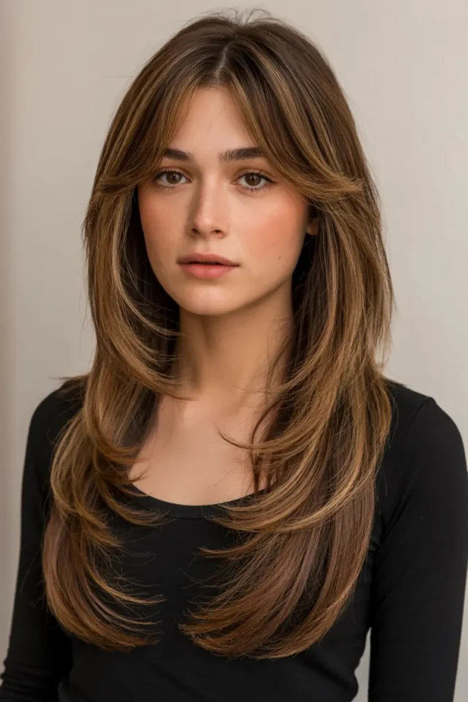 14. Straight Butterfly Haircut with Curtain Bangs 1