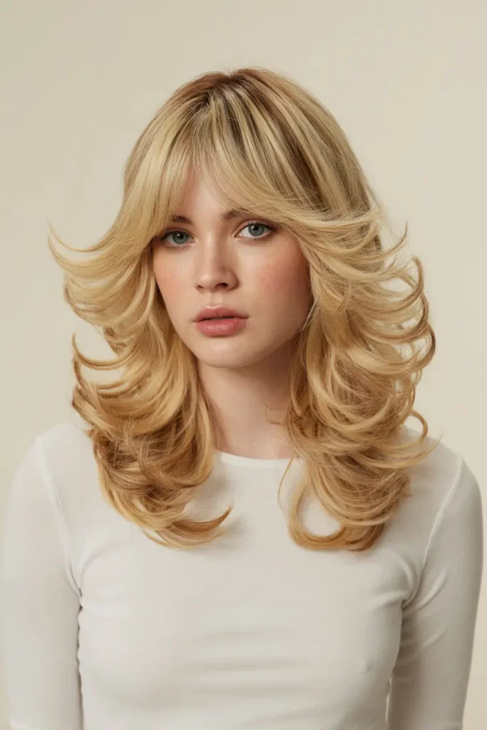 20. Soft Curly Butterfly Haircut with Curtain Bangs