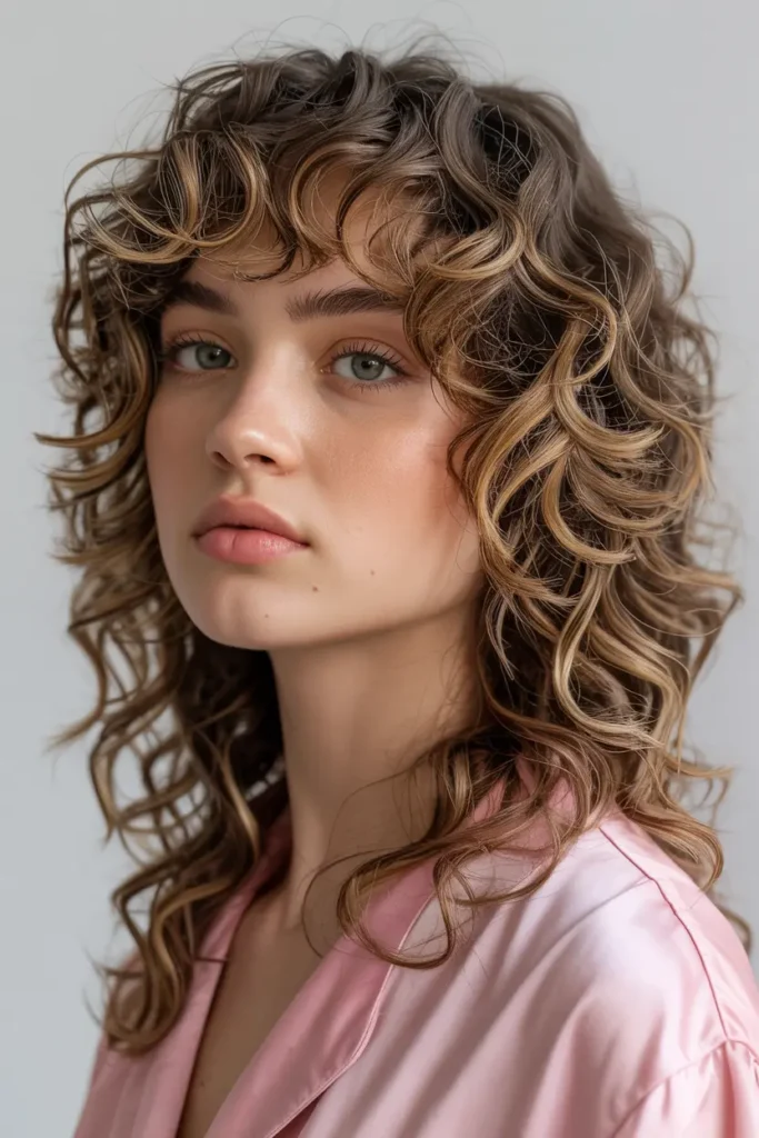 23. Curly Butterfly Haircut with Curtain Bangs 1