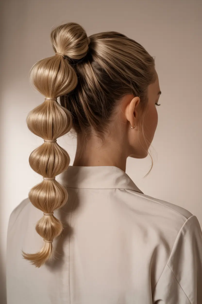 3.bubble braid ponytail