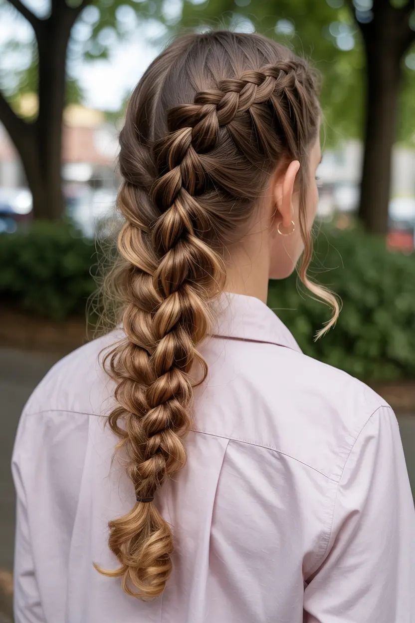 3.fishtail braid with loose curls