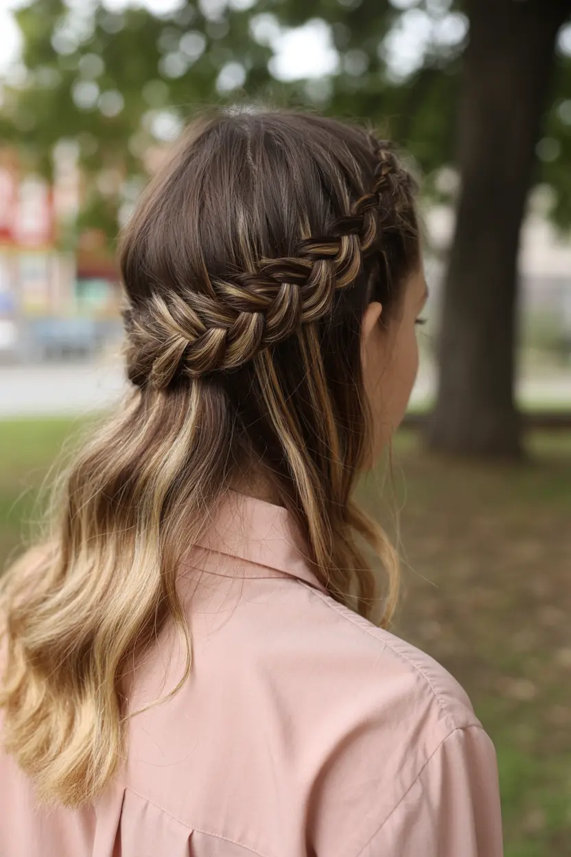 4.french braid half up style