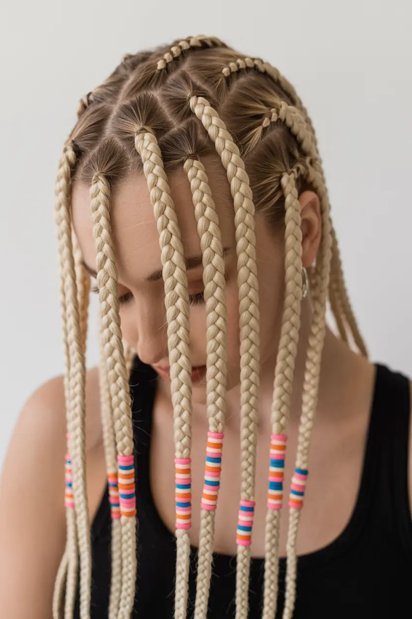 5.box braids with beads