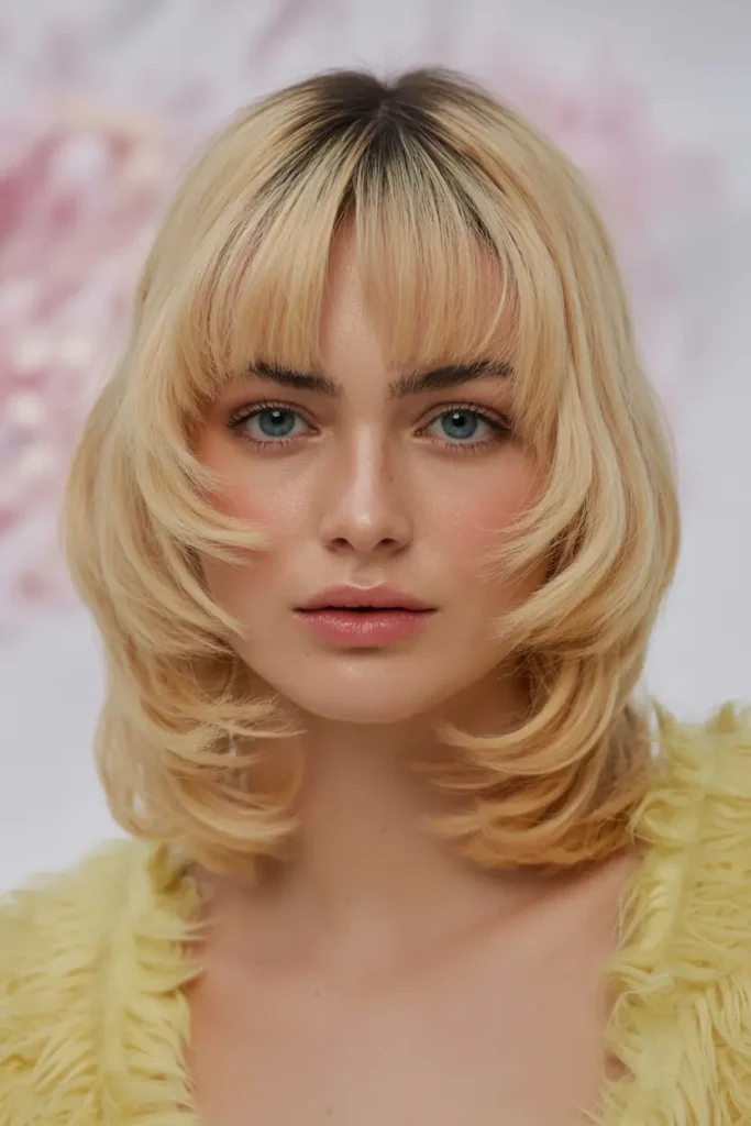 7. Blonde Butterfly Haircut with Curtain Bangs