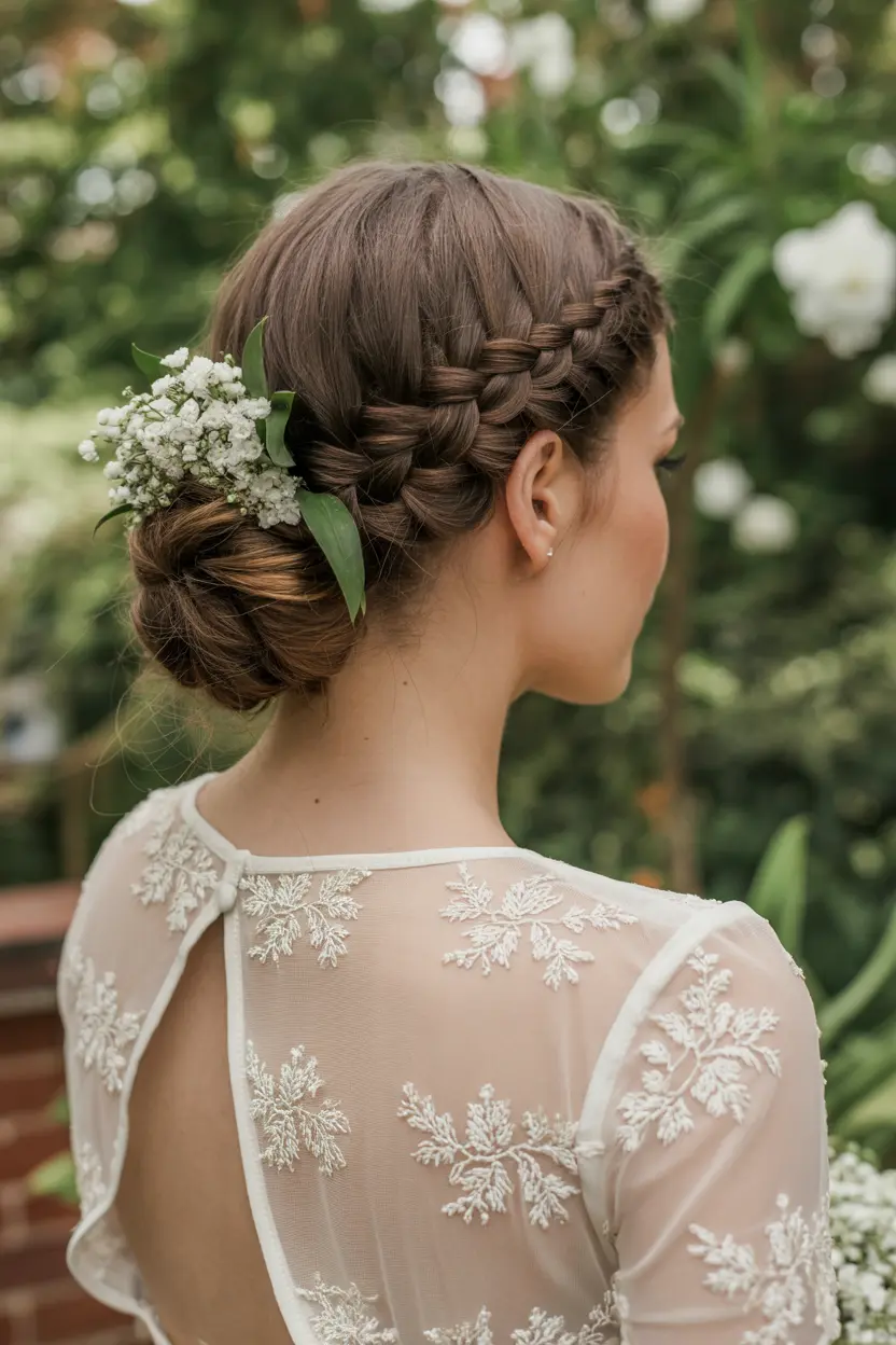 7.braided updo with flowers