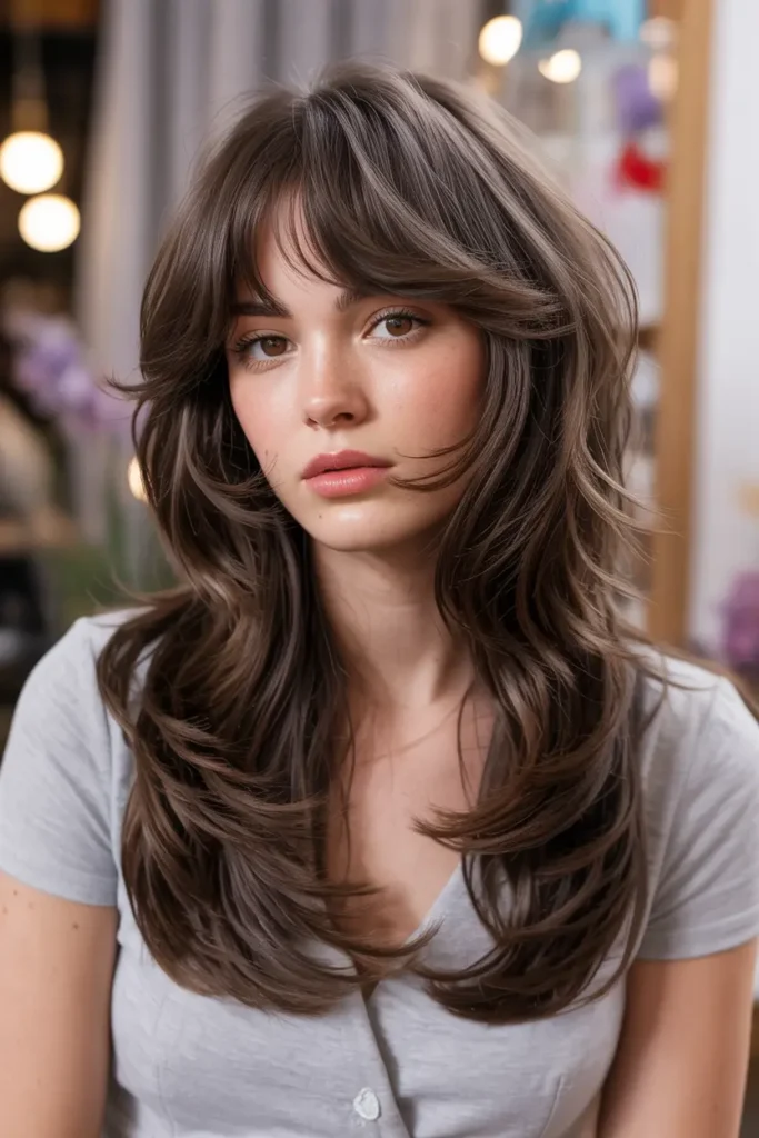 8. Romantic Butterfly Haircut with Soft Curtain Bangs 1