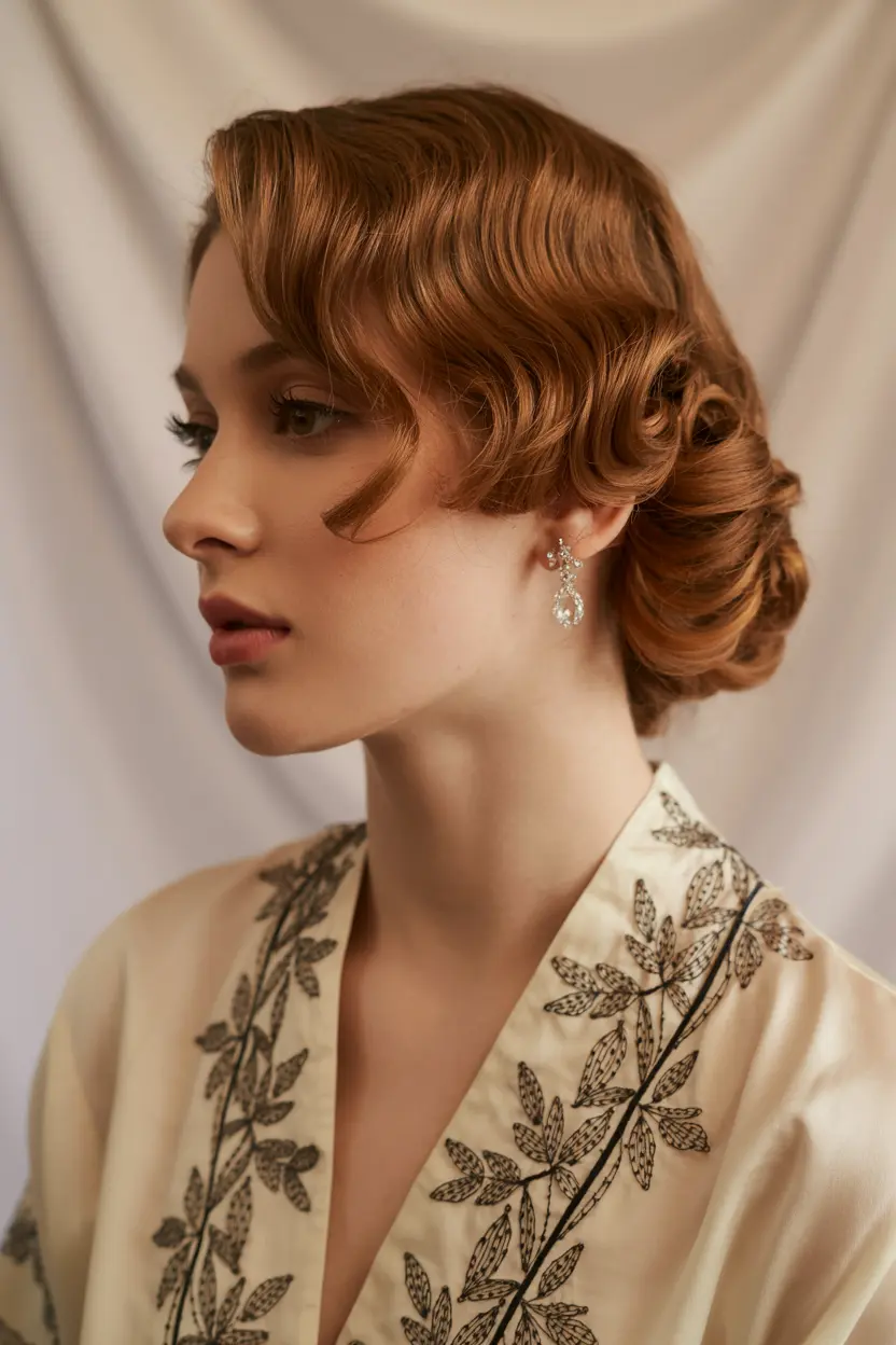 9.vintage wave updo