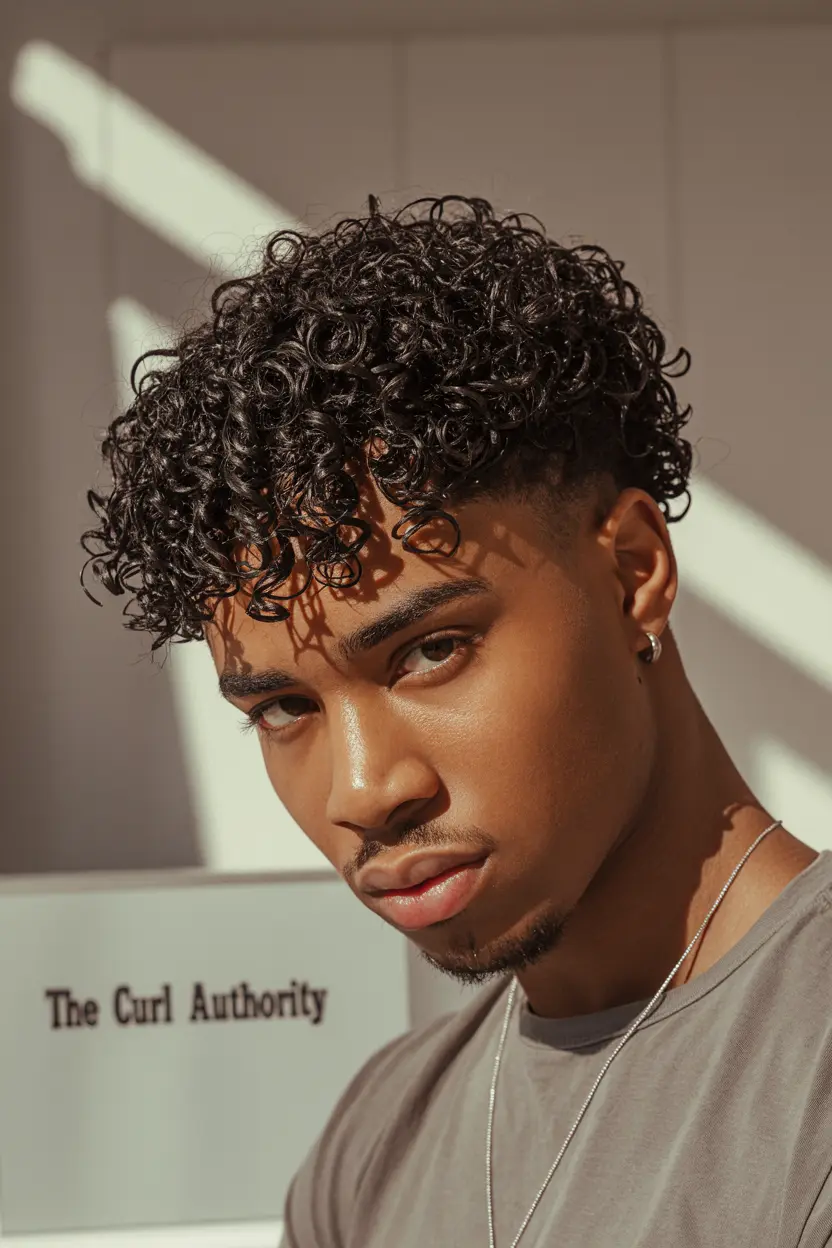 14. Curly Top with Taper