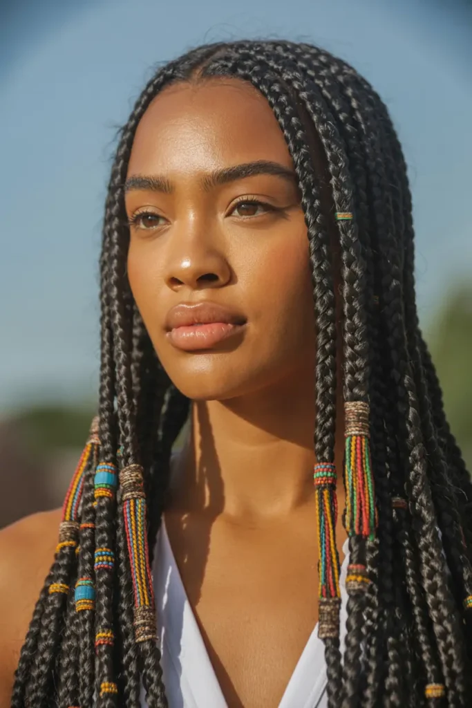 15 Beautiful Fulani Braids Hairstyles to Inspire Your Next Look 41 15. Fulani Braids with Yarn Accents 1