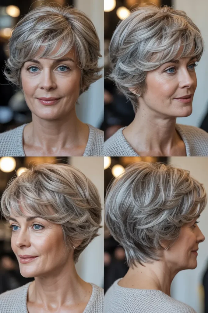 17. Short Layers with Wispy Bangs