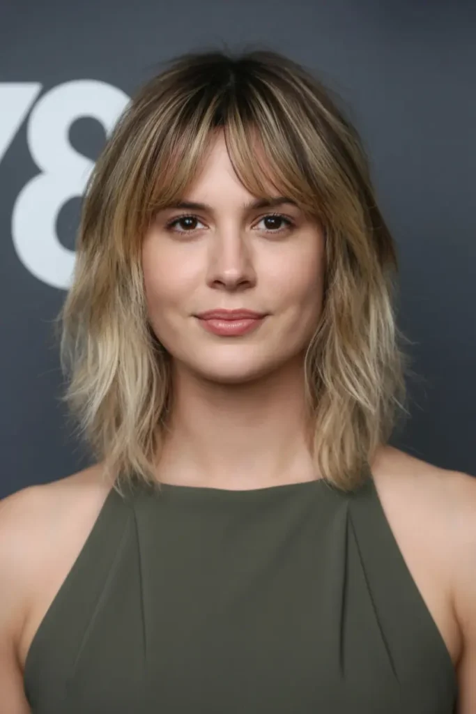 medium length shag haircuts 2. Layered Shag with Fringed Bangs