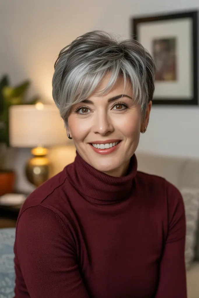 20. Gray Pixie with Side Swept Bangs 1