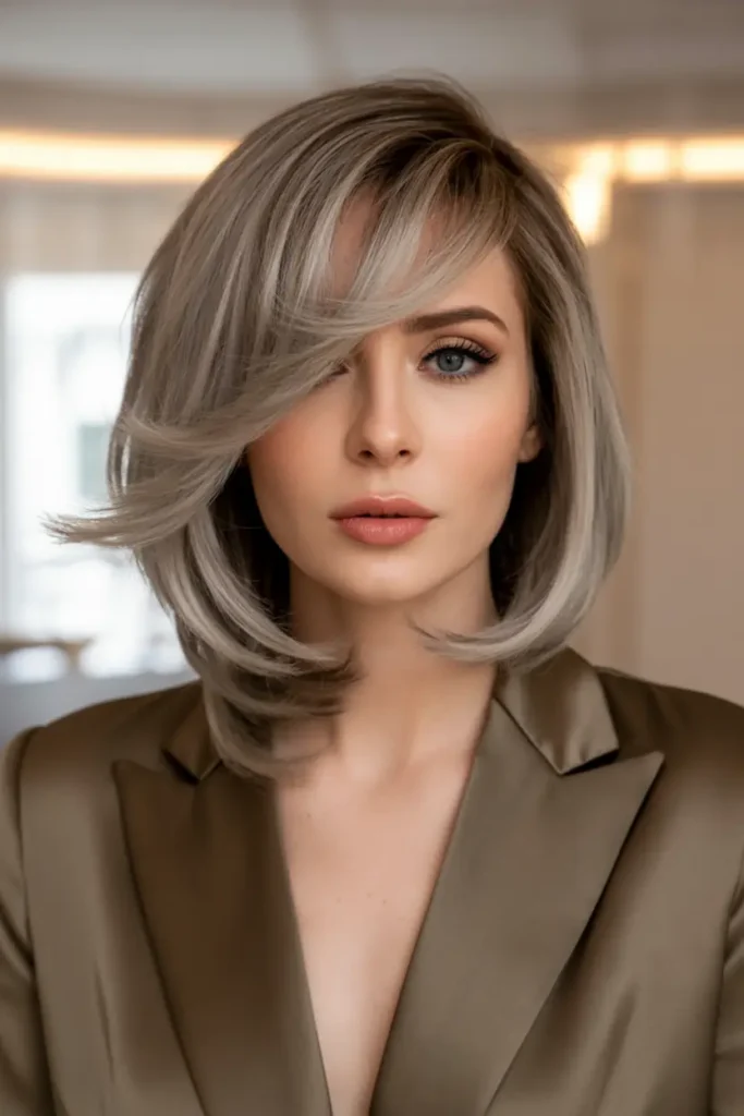 23. Side Parted Asymmetrical Wedge