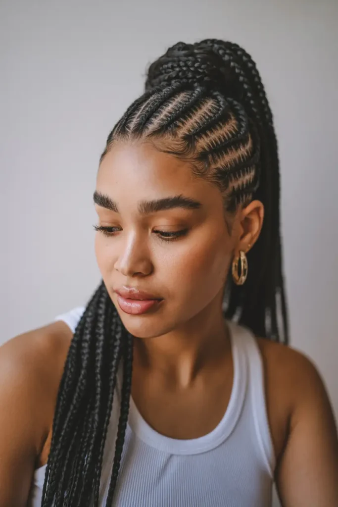 15 Beautiful Fulani Braids Hairstyles to Inspire Your Next Look 5 3. Fulani Braids High Ponytail 1