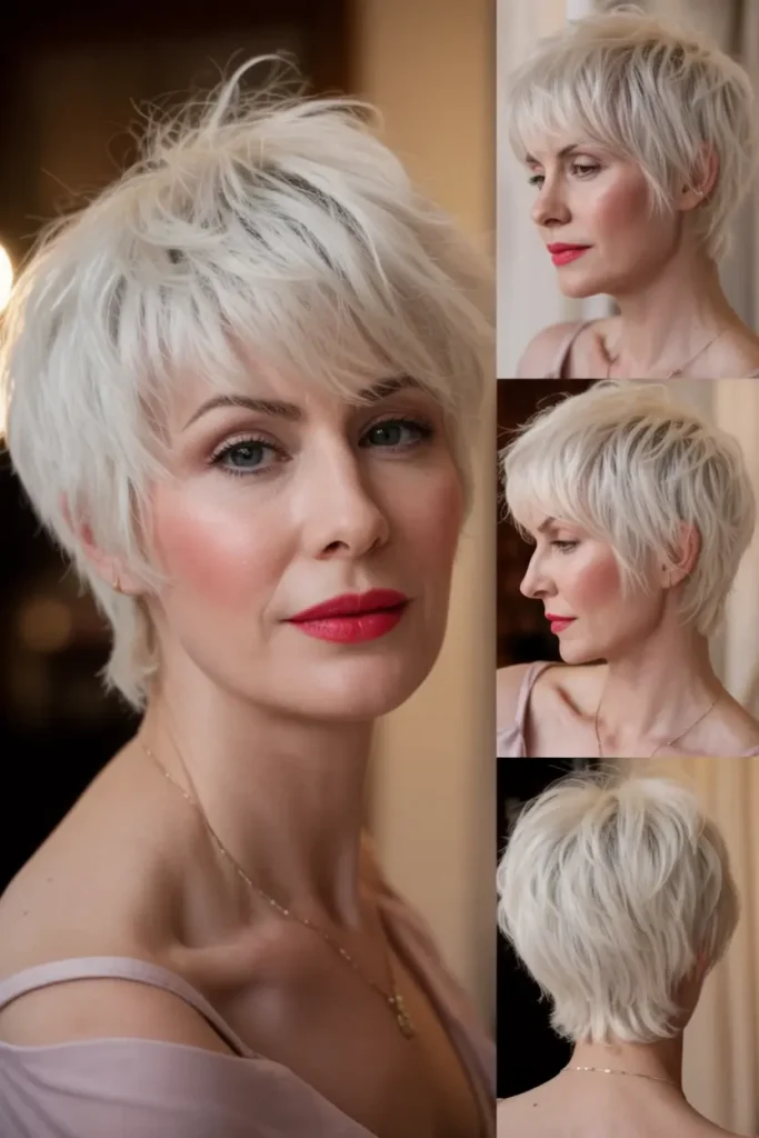 3. White Shaggy Long Pixie 1