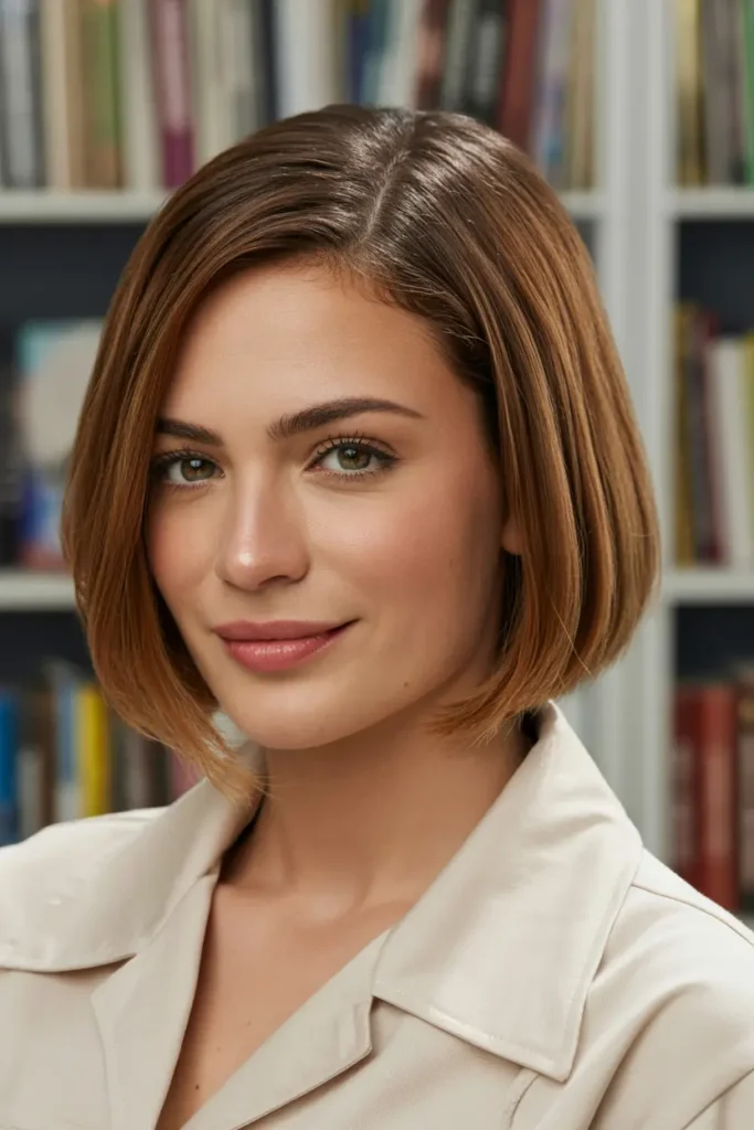 31. Chin Length Bob with Side Part