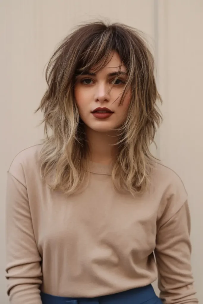 40 Trendy Medium Length Shag Haircuts to Try in 2025 50 35. Messy Shag with Side Swept Bangs