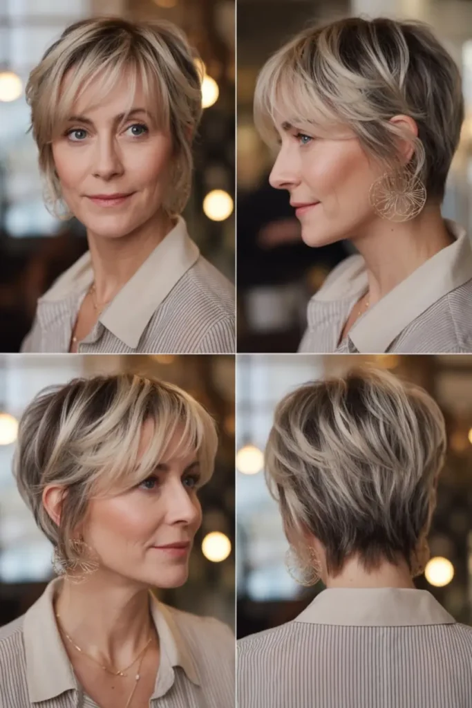38. Highlighted Pixie with Side Bangs