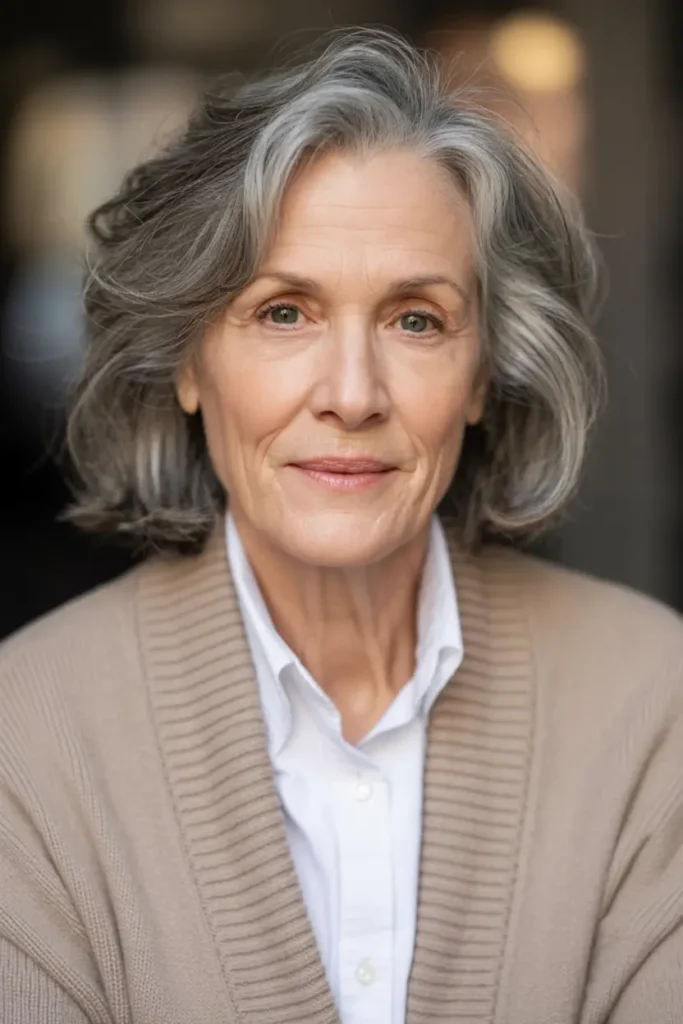 4. Enticing Gray Medium Length Hair