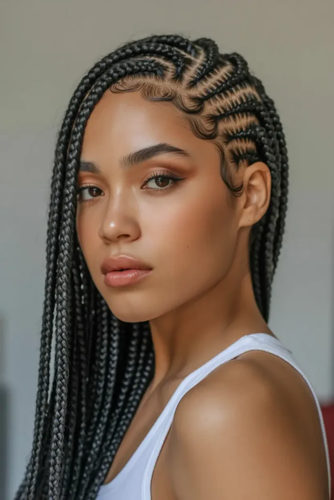 15 Beautiful Fulani Braids Hairstyles to Inspire Your Next Look 11 4. Side Parted Fulani Braids 1