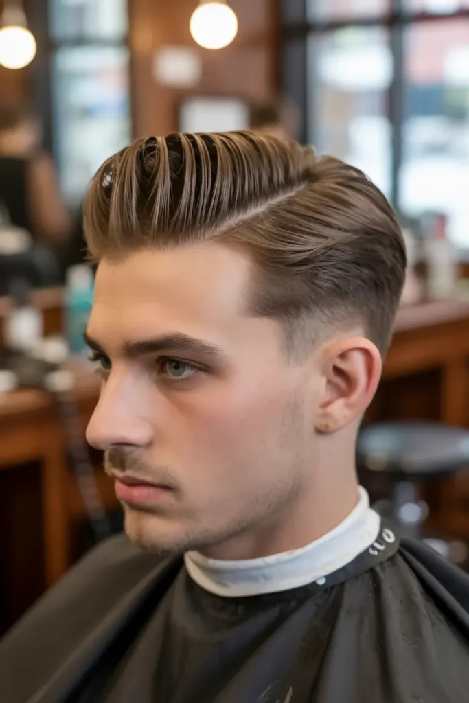 4. Side Parted Pompadour