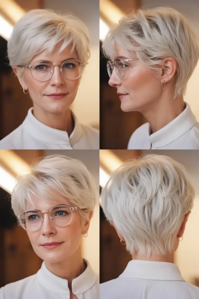 4. White Shaggy Cut for Glasses Wearers 2