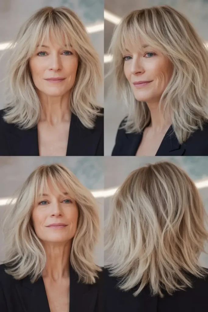42. Mid Length Shag with Curtain Bangs