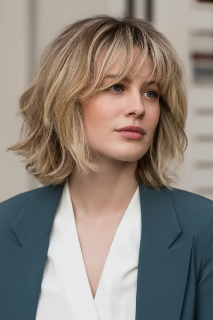 5. Feathered Shoulder Length Cut for Thick Hair