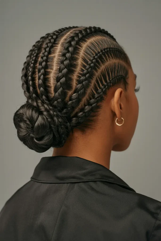 15 Beautiful Fulani Braids Hairstyles to Inspire Your Next Look 13 5. Fulani Braids Low Bun 1