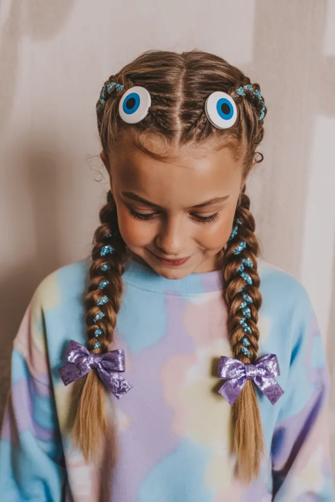 5. Googly Eyes Pigtails