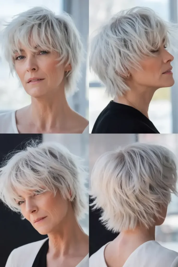 55. Messy Platinum Shaggy Cut