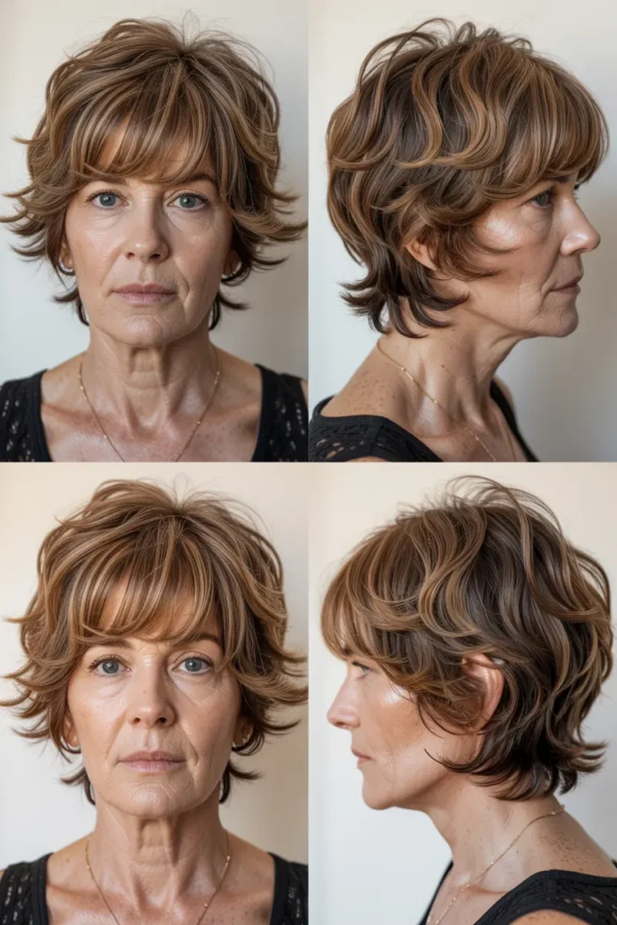 61. Piecey Shag with Bold Bangs