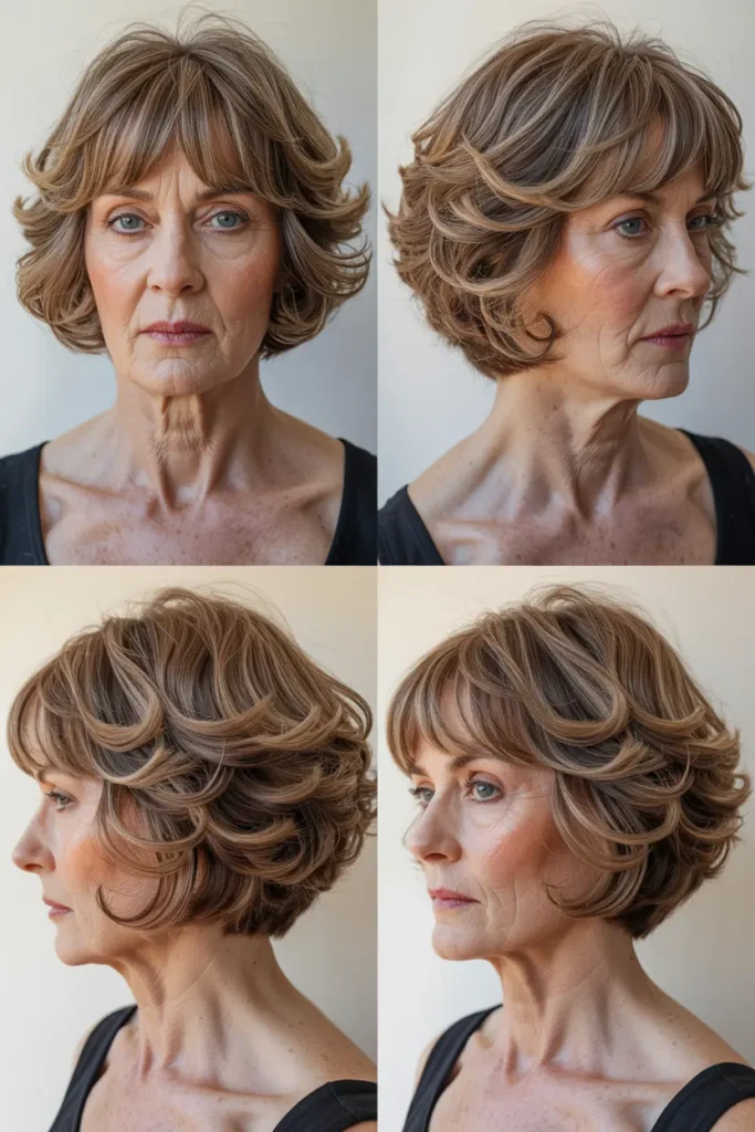 63. Wavy Banged Layered Bob