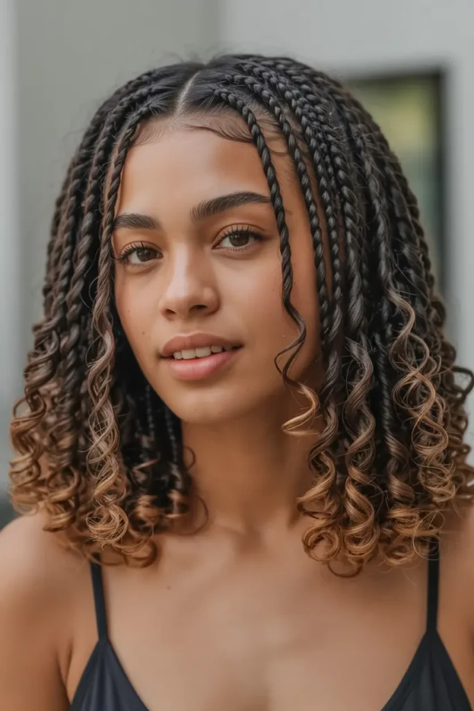 15 Beautiful Fulani Braids Hairstyles to Inspire Your Next Look 17 7. Fulani Braids with Curly Ends 1