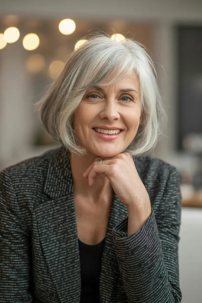 8. Rounded Bob with Side Swept Bangs 1