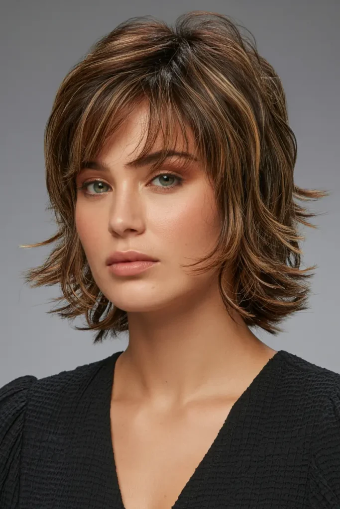 medium length shag haircuts 9. Full Faced Medium Shag Cut