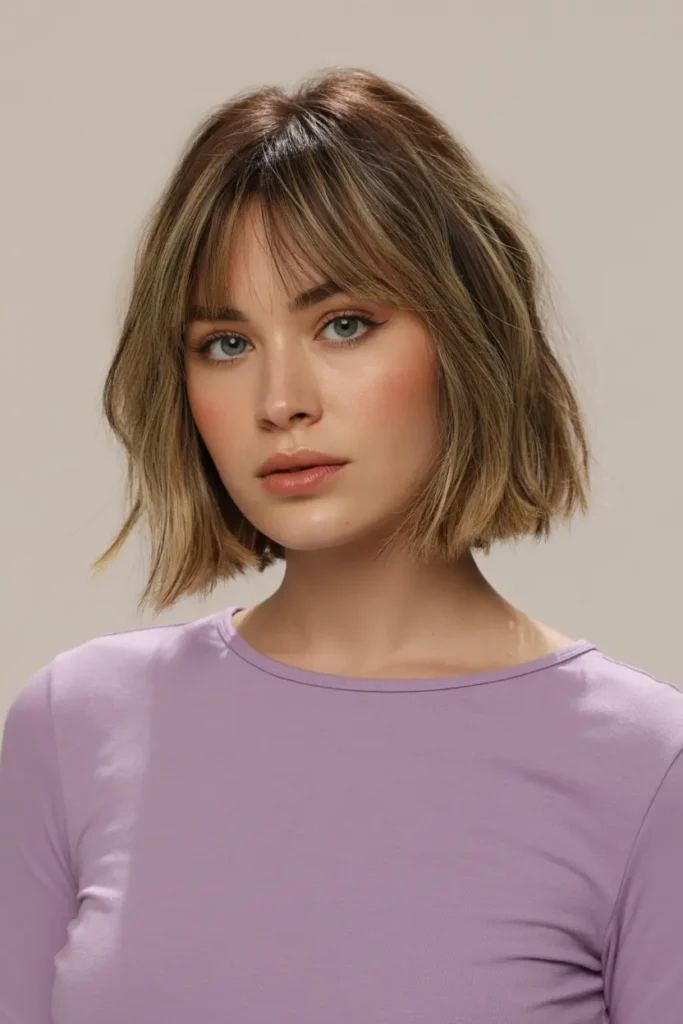 1. Choppy Bob with Curtain Bangs