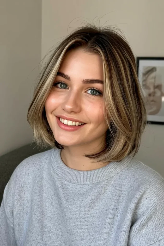 1. Jaw Length Textured Bronde Bob