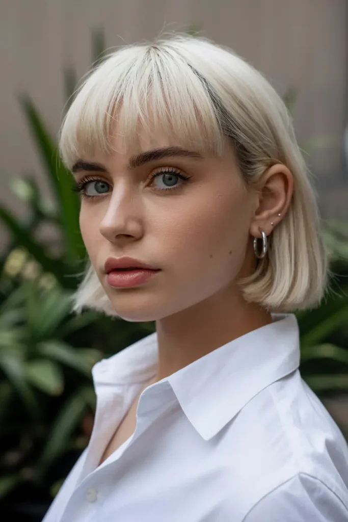 1. Smooth Bob with Bangs