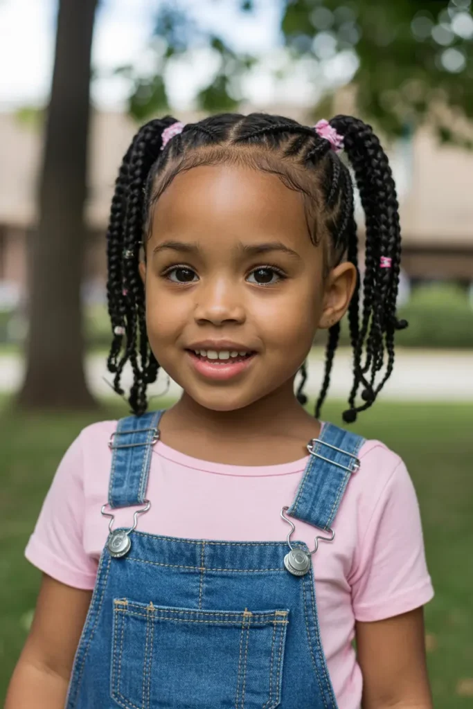 1.cornrow pigtails for kids