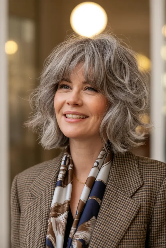 42 Stylish Medium Length Layered Haircuts to Try in 2025 19 10. Choppy Shag with Fringe