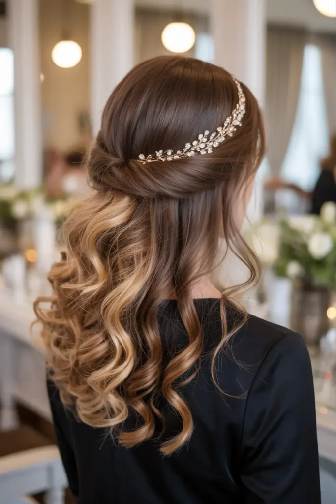 52 stunning Half Up Half Down Hairstyles for Short Hair 19 10. Elegant Wedding Half Up