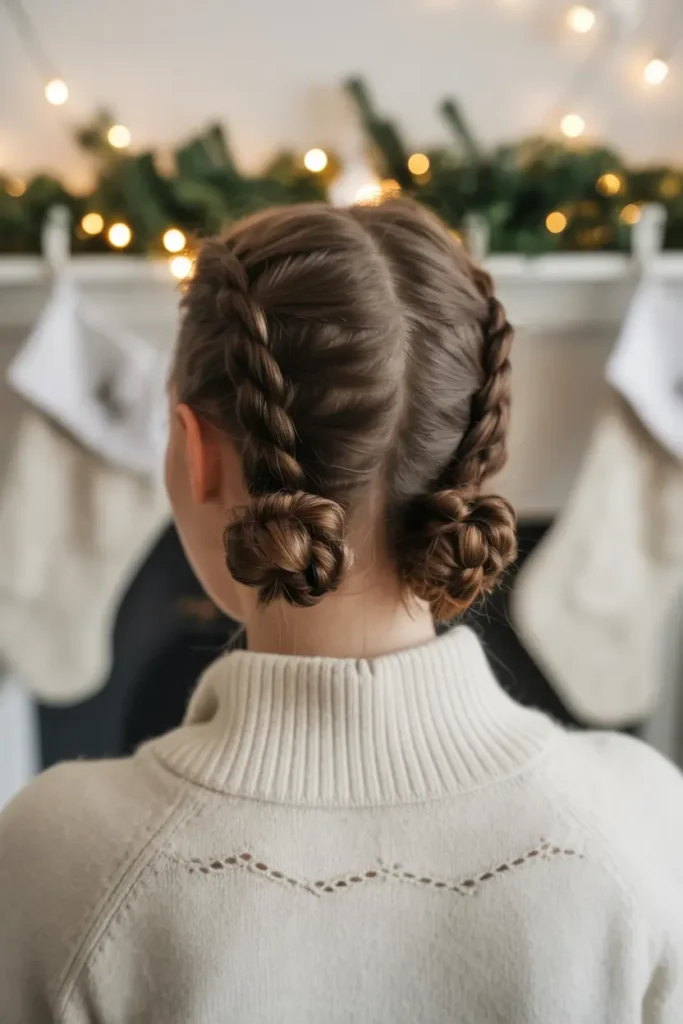 10. Playful Double Braids and Buns