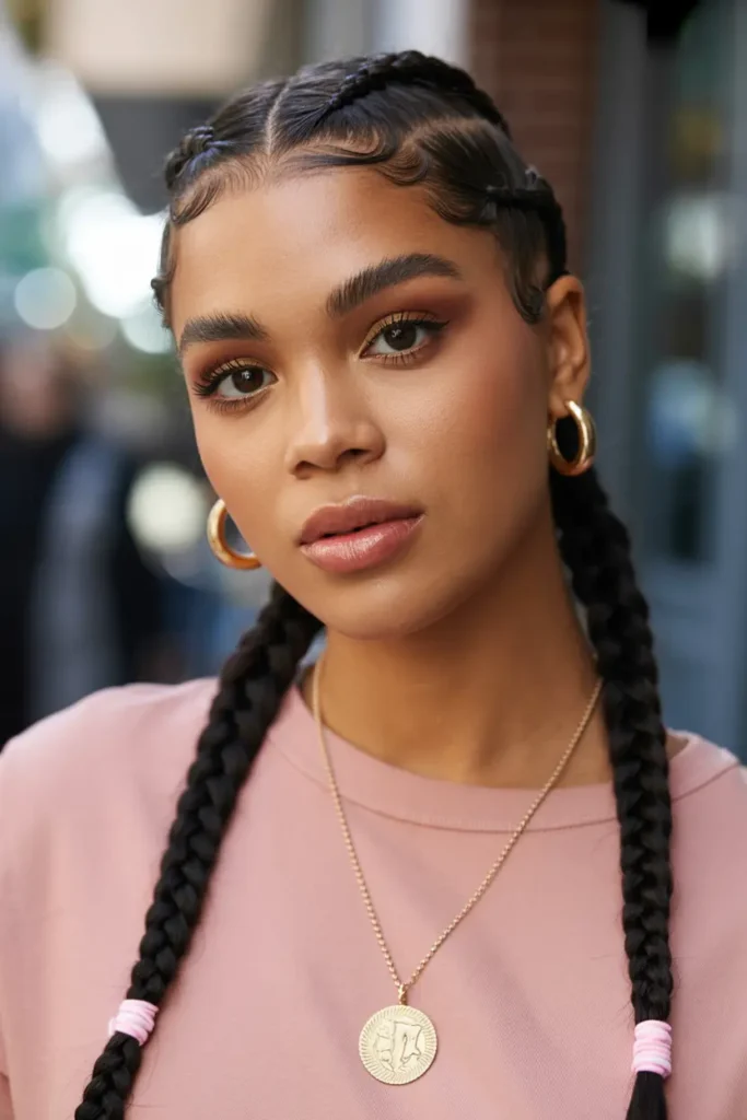 25 Braided Pigtails for Black Women with Pro Tips 21 11. Low Braided Pigtails