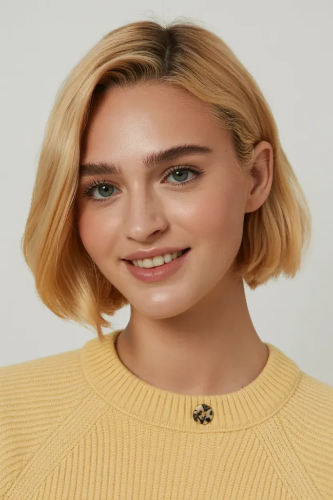 11. Rounded Jaw Length Honey Blonde Bob