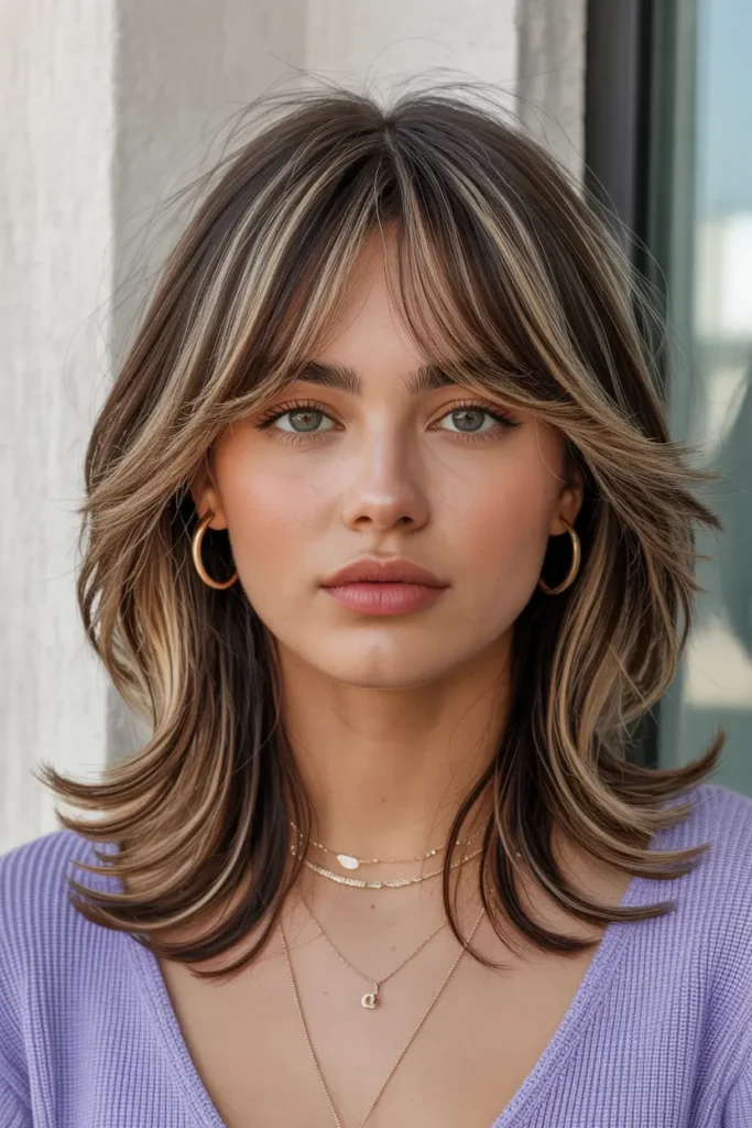 11. Shaggy Layers with Curtain Bangs for Medium Hair