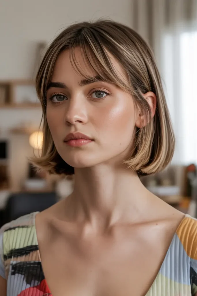 12. Short Straight Hair with Curtain Bangs